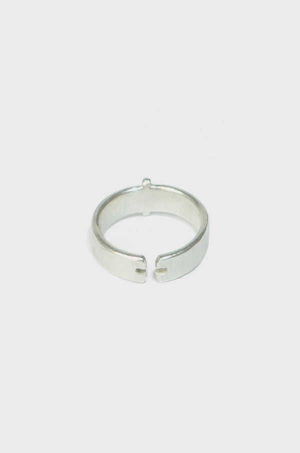 SILVER STITCHED CROSS RING