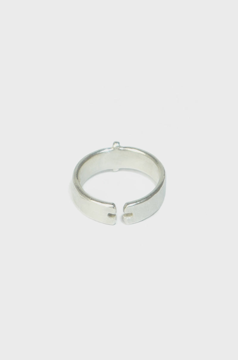 SILVER STITCHED CROSS RING