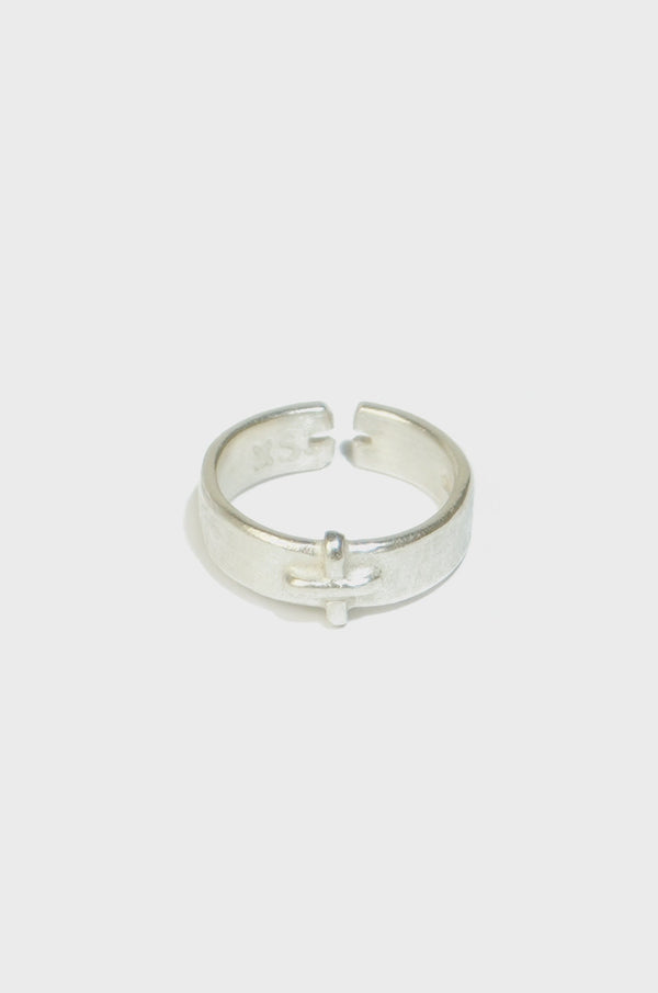 SILVER STITCHED CROSS RING