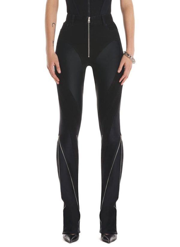 ZIPPED BI-MATERIAL JEANS BLACK