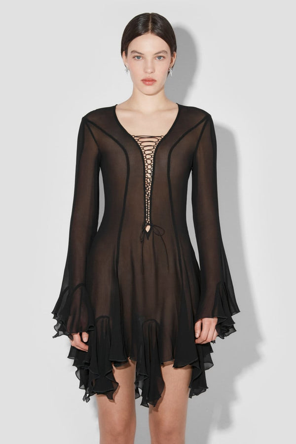 LACED CHIFFON MINI DRESS