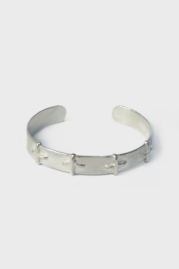 SILVER STITCHED CROSS BRACELET