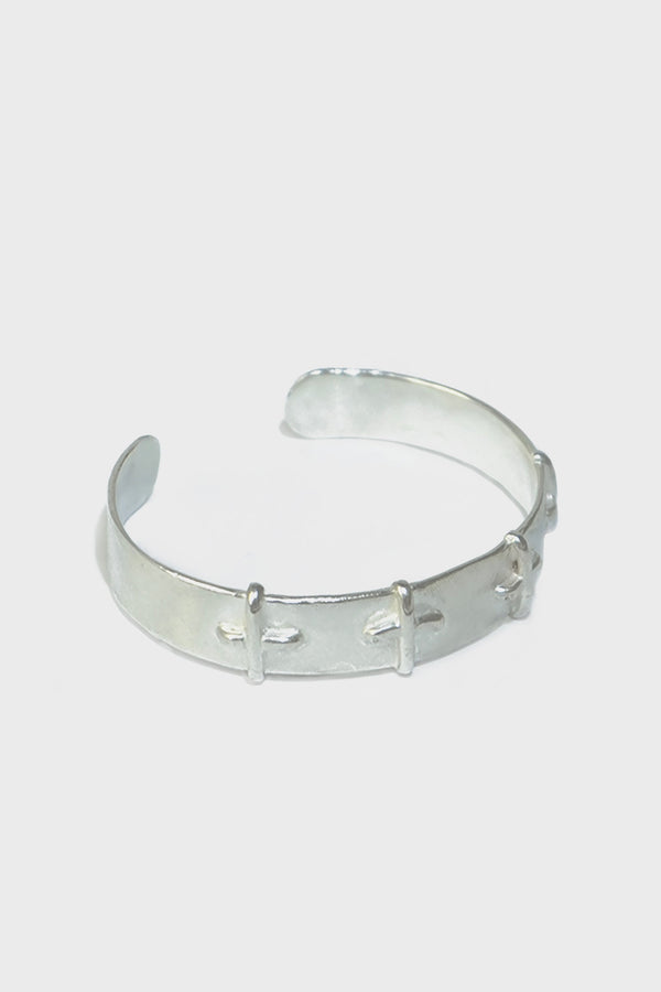 SILVER STITCHED CROSS BRACELET
