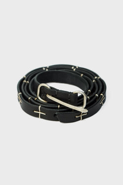 "'+" STUDDED DOUBLE OVAL BUCKLE THIN BELT