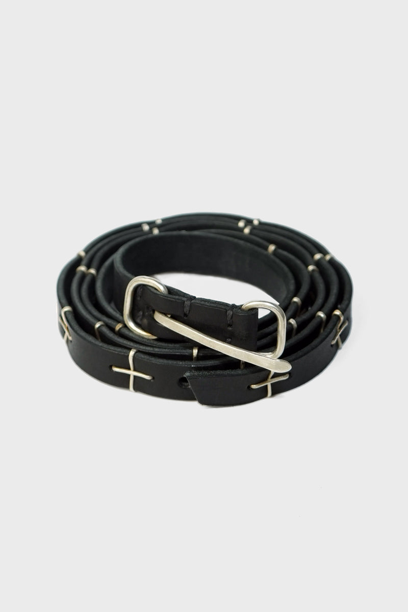 "'+" STUDDED DOUBLE OVAL BUCKLE THIN BELT