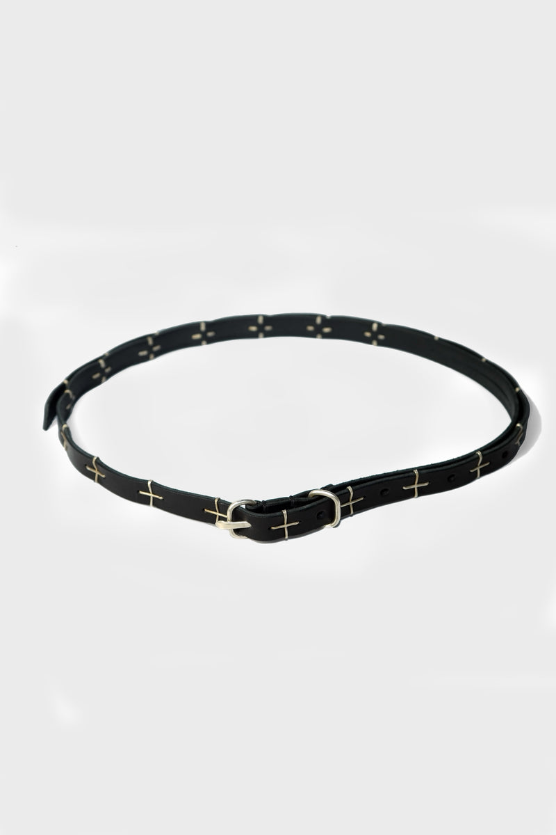 "'+" STUDDED DOUBLE OVAL BUCKLE THIN BELT