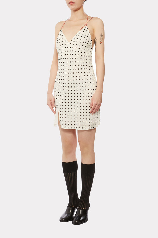 IVORY Polka-dot SHORT CAMISOLE DRESS