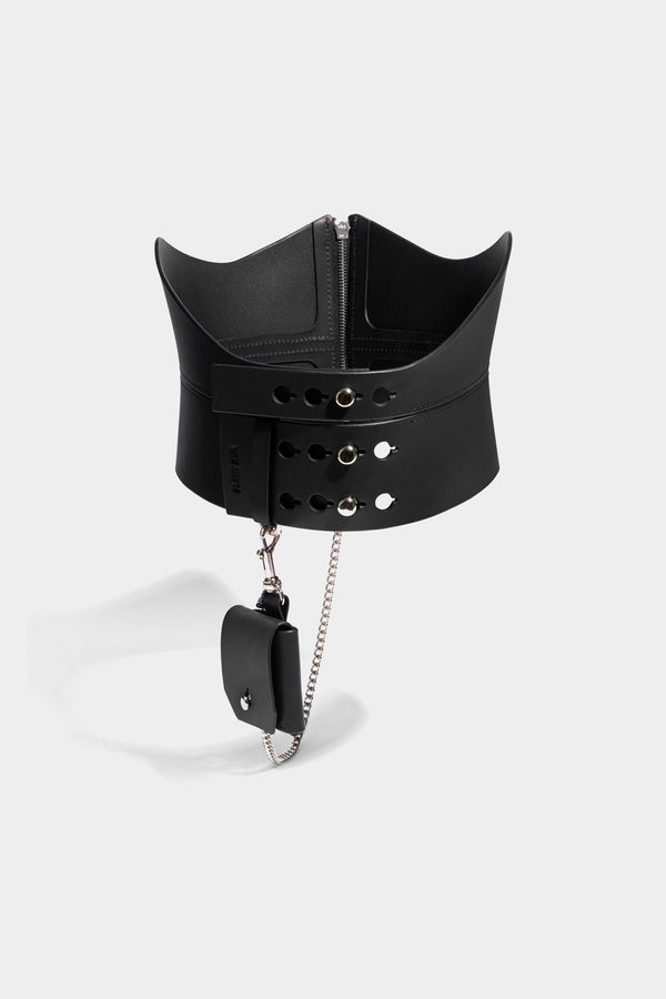 CHAIN ZIP POCKET CORSET BLACK