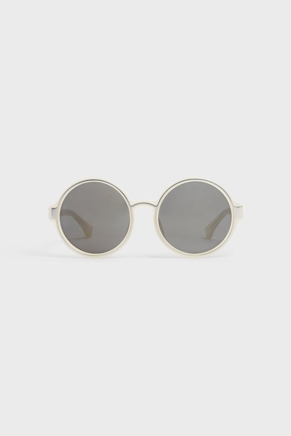 LINDA FARROW × DRIES VAN NOTEN ECRU ROUND SUNGLASSES