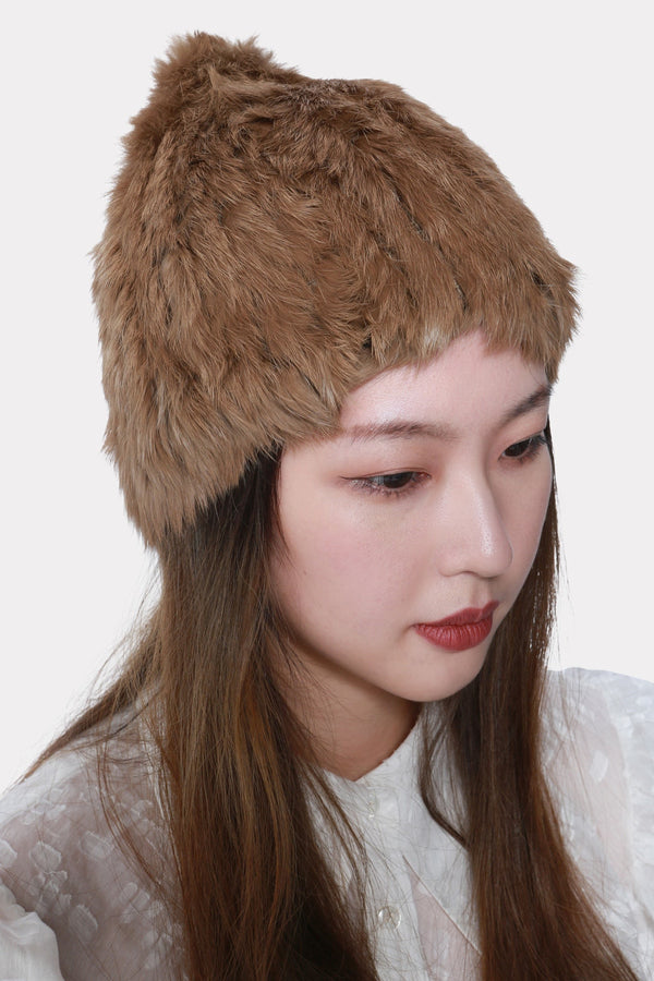 MADELEINE KNITTED RABBIT FUR BEANIE