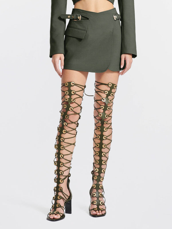 SHADOW GREEN INTERLOCK BLAZER SKIRT