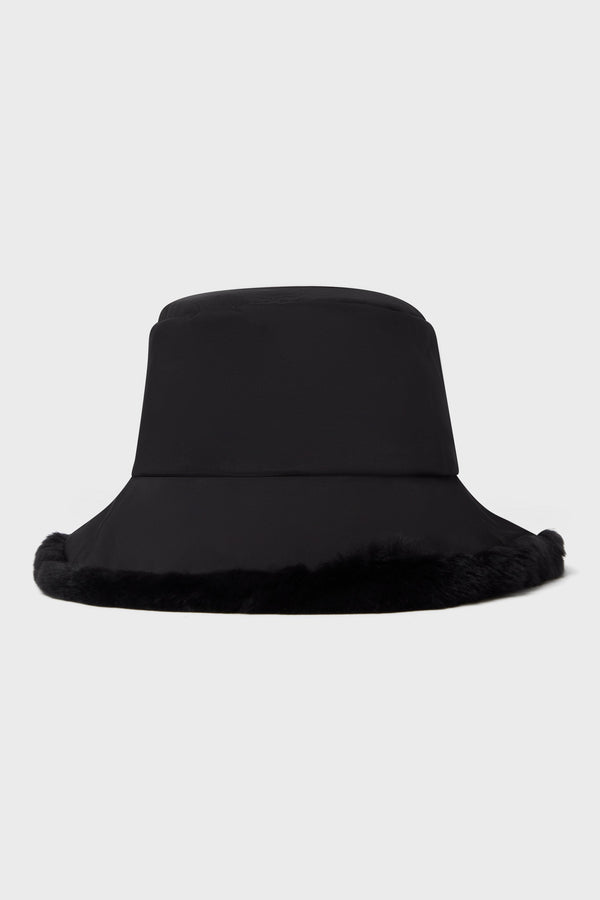 BLACK RABBIT FUR BOB HAT