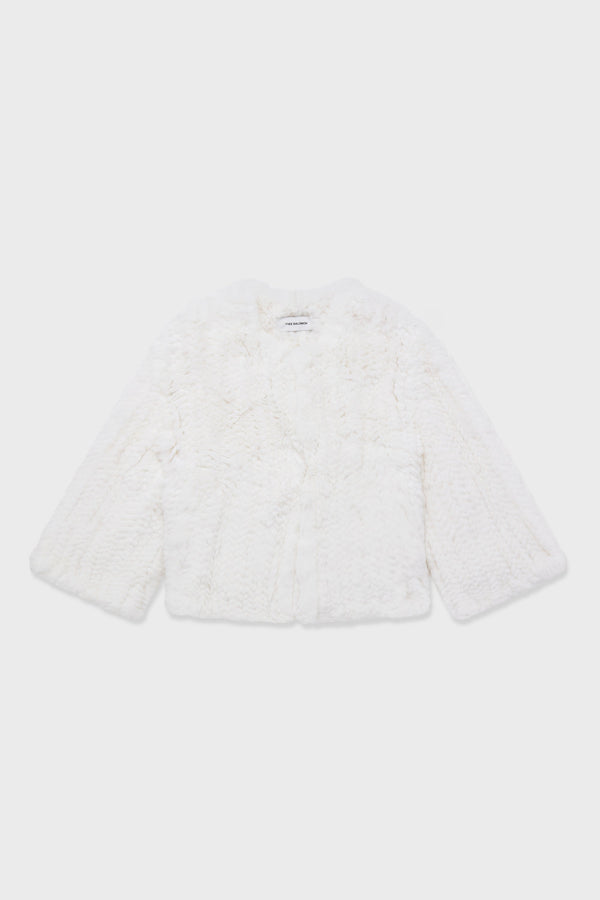 WHITE JACKET 50CM KNITTED REX RABBIT