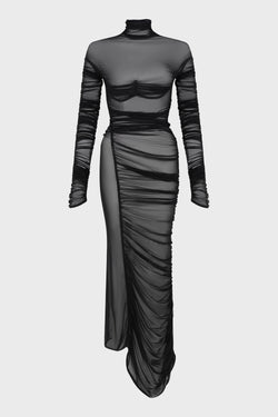 DRAPED MESH DRESS