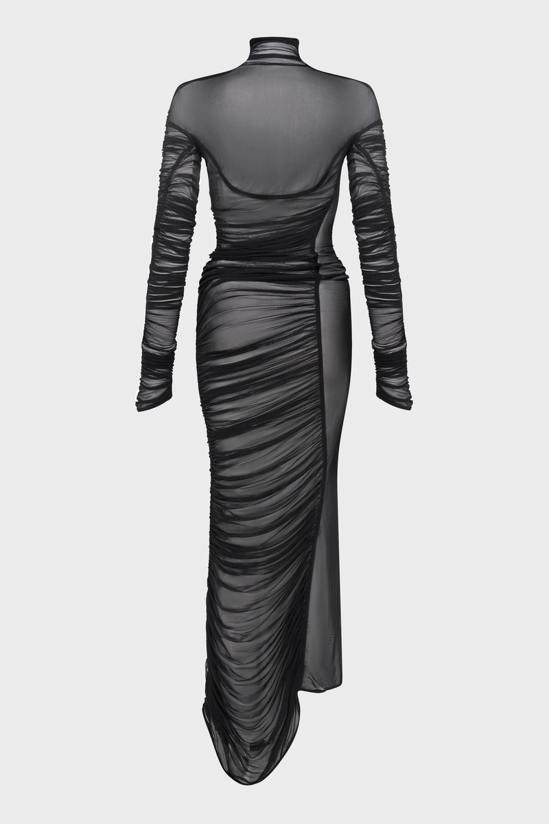 DRAPED MESH DRESS