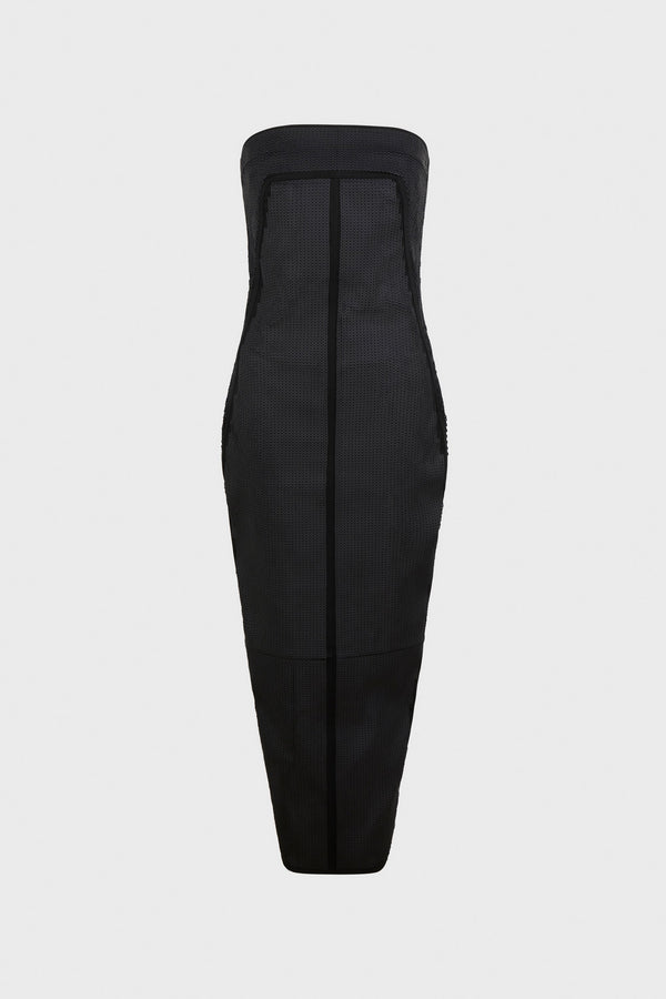 MATTE BLACK SEQUINNED BUSTIER DRESS