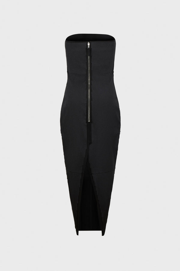MATTE BLACK SEQUINNED BUSTIER DRESS