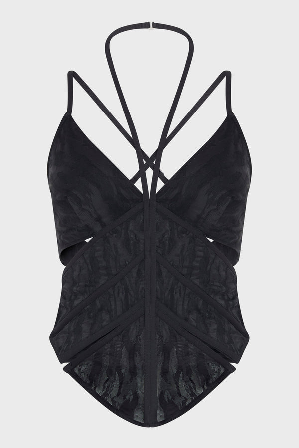 BLACK CAMO LACE CORSET