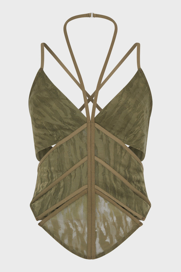 MILITARY GREEN CAMO LACE CORSET
