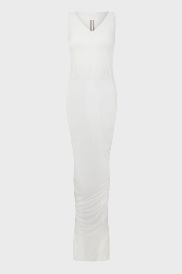 V NECK COLUMN DRESS MILK