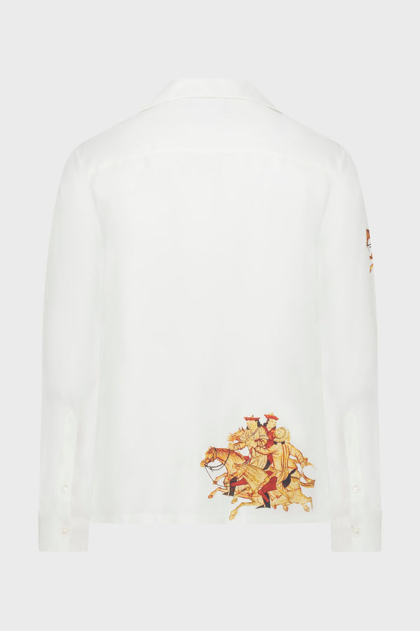 HUN BATTLE PRINT LAKE GENEVA SHIRT IVORY / MULTI
