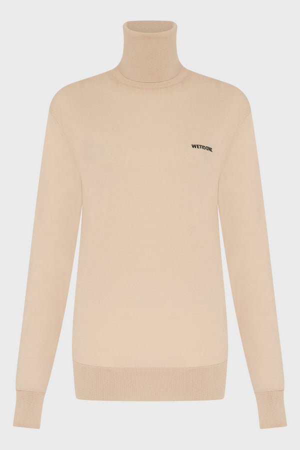 BEIGE EXTRA FINE TURTLENECK SWEATER