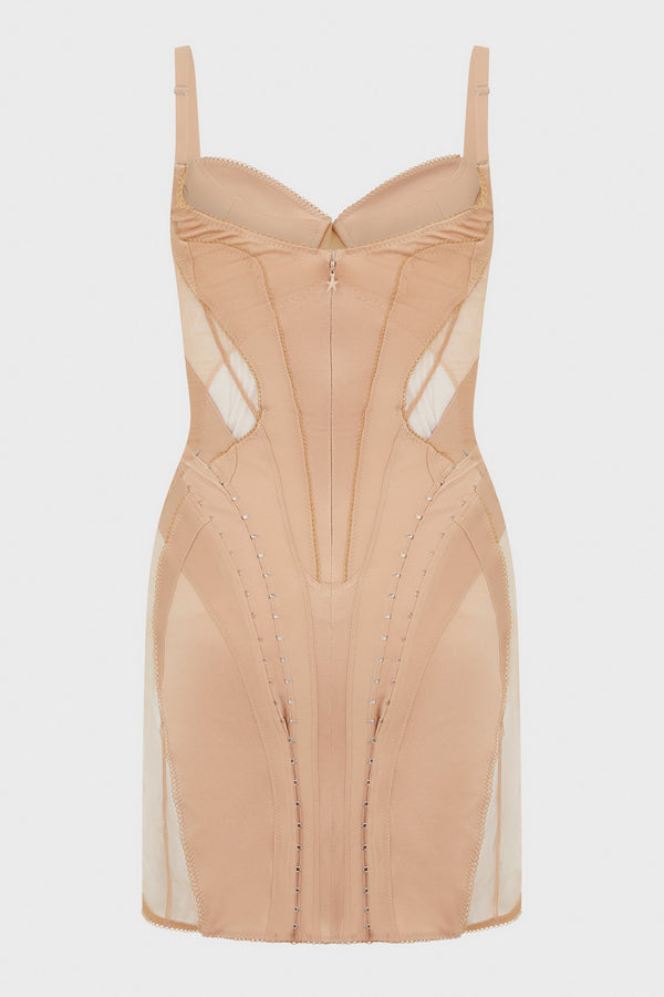 LINGERIE CORSET DRESS TAN