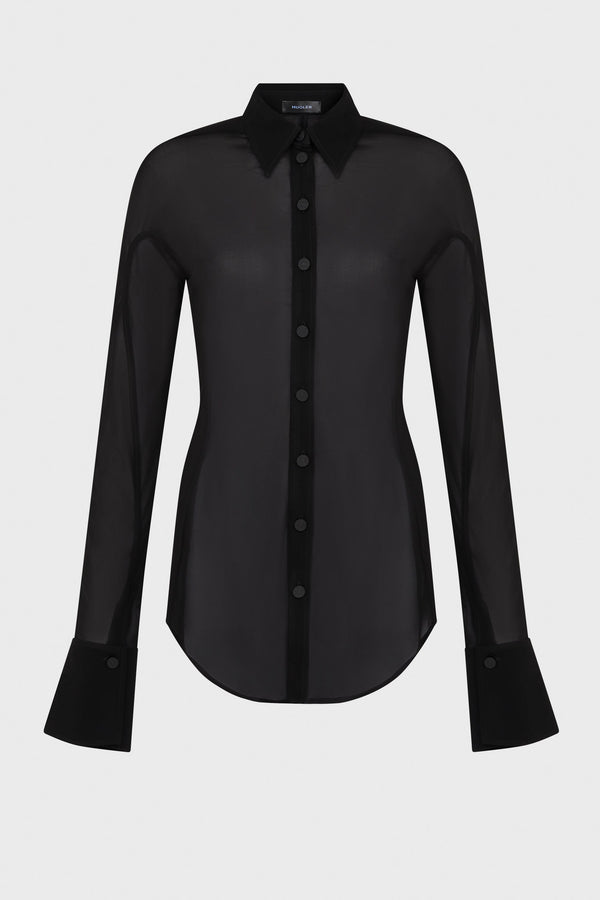 LONG-SLEEVED SHEER JERSEY SHIRT