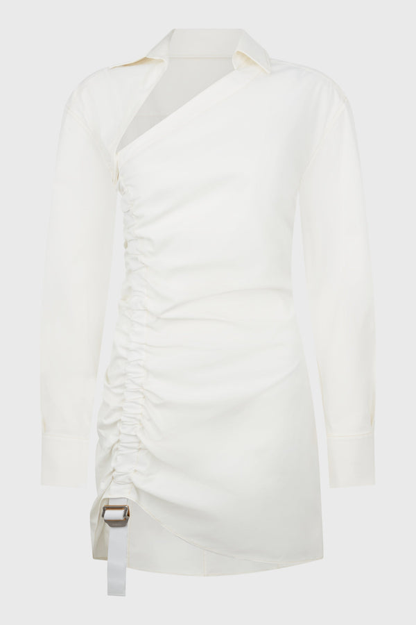 SAFETY SLIDER GATHERED DRESS IVORY