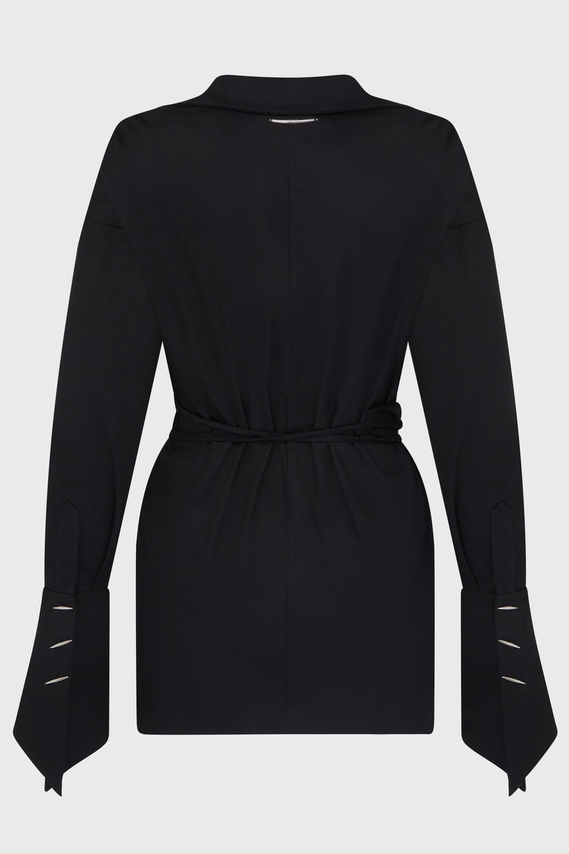 PIERCED DAGGER OVERSIZED WRAP SHIRT