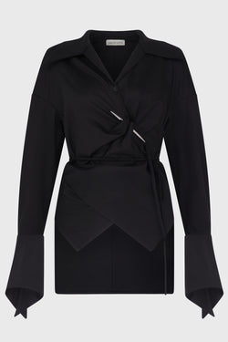PIERCED DAGGER OVERSIZED WRAP SHIRT