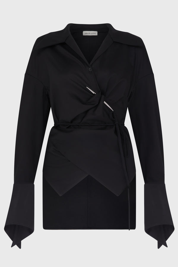 PIERCED DAGGER OVERSIZED WRAP SHIRT