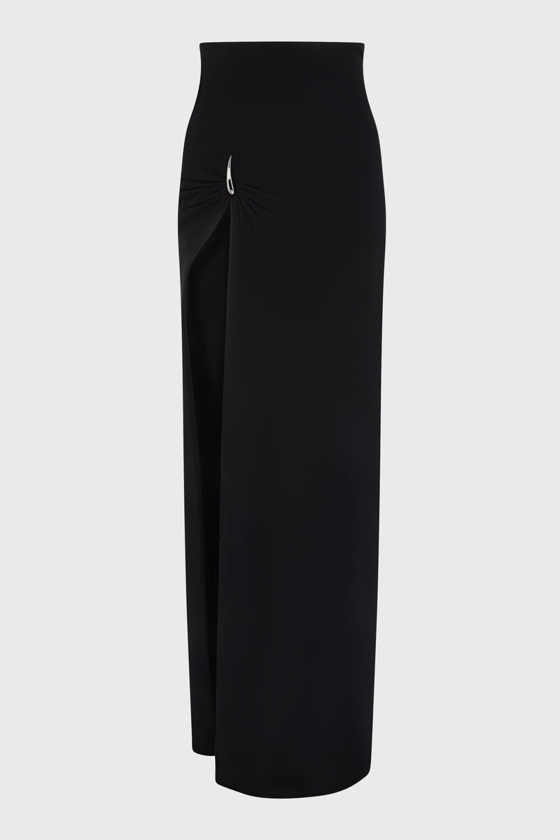 CLAW MINI-MAXI DRAPED SKIRT BLACK