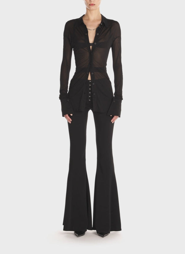LONG-SLEEVED SHEER JERSEY SHIRT