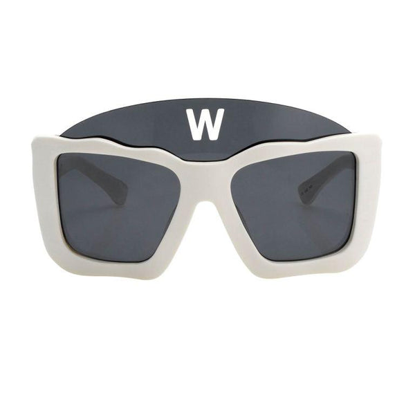 LINDA FARROW × WALTER VAN BEIRENDONCK WHITE SQUARE SUNGLASSES